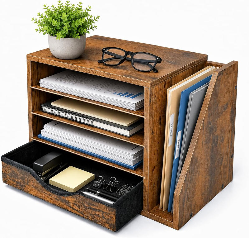 Wooden Desktop Drawer and File Organizer