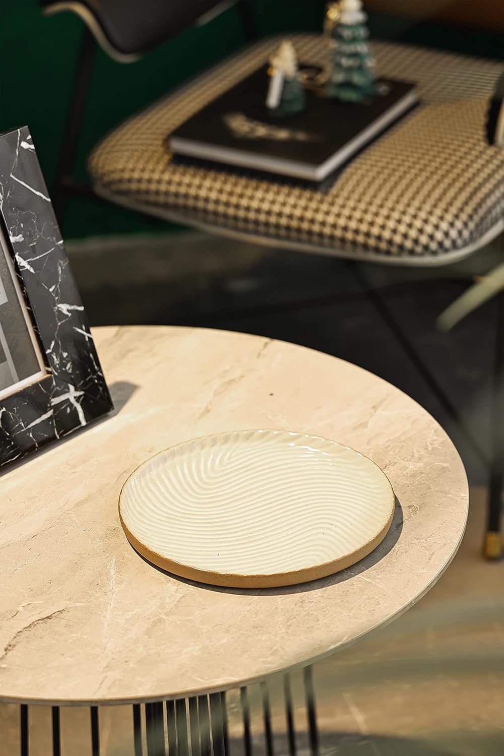 White Textured Round Tray - view 5