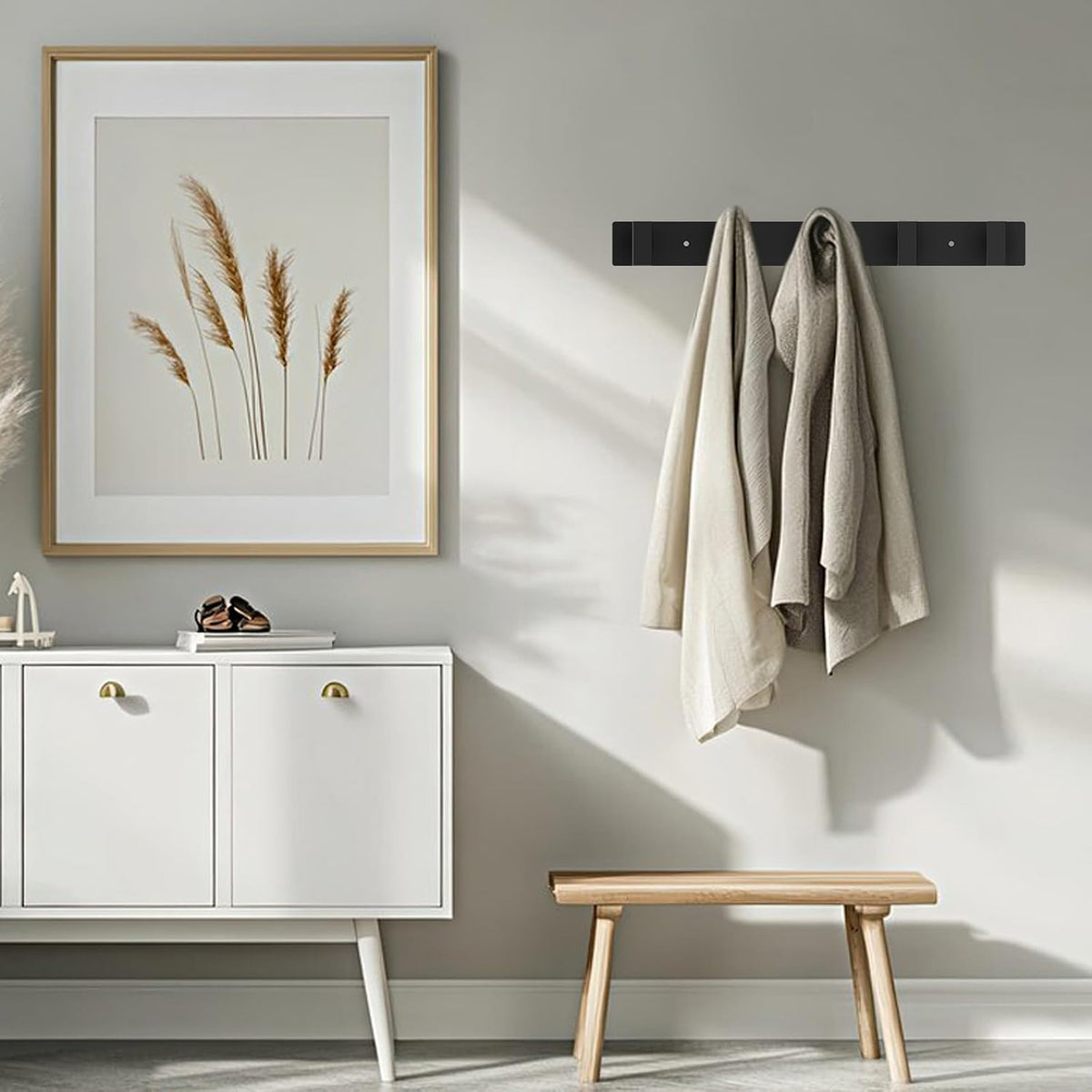 Black Wall Coat Hook Rail - view 3