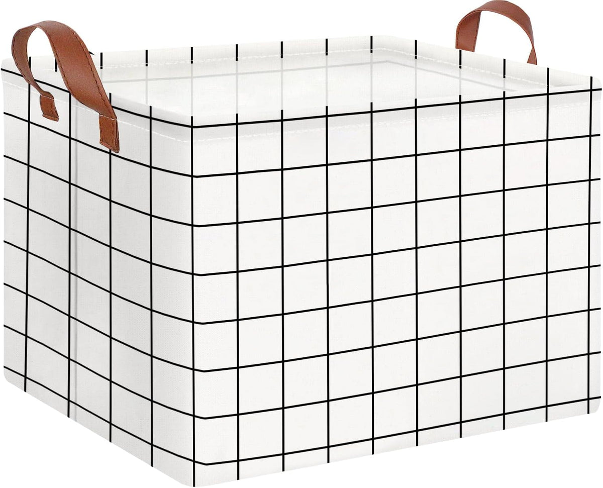 Grid-Pattern Fabric Storage Bin - view 1