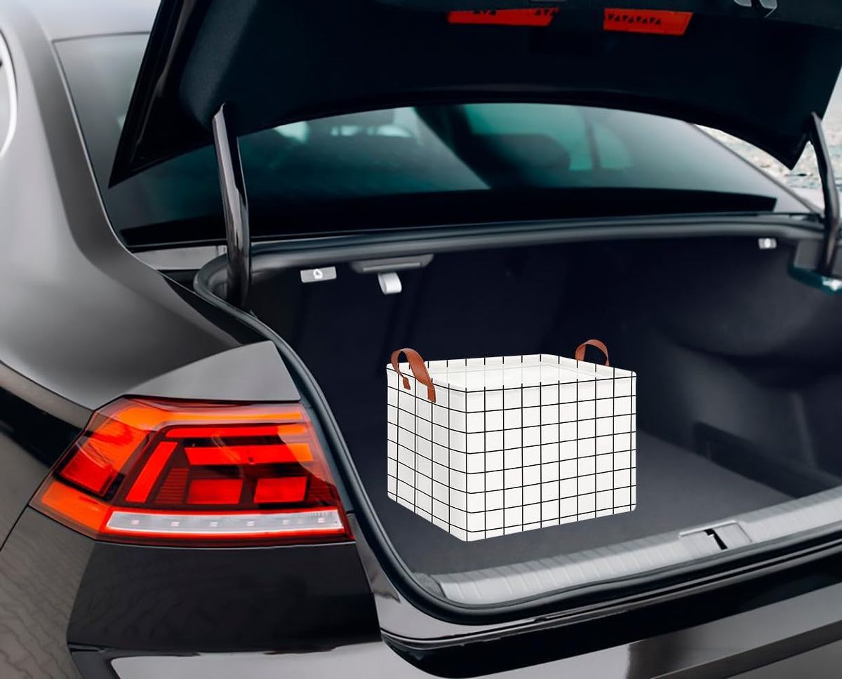 Grid-Pattern Fabric Storage Bin - view 3