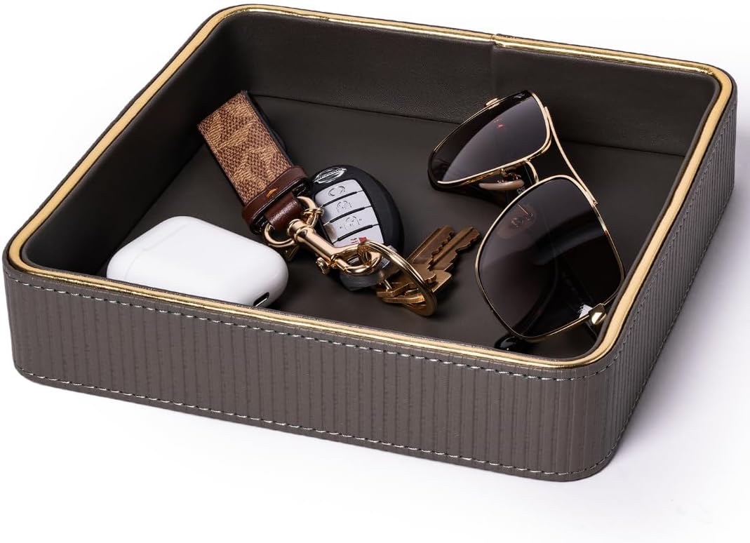 Dark Faux Leather Organizer Tray - view 1