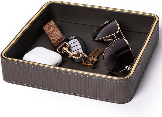 Dark Faux Leather Organizer Tray - view 1