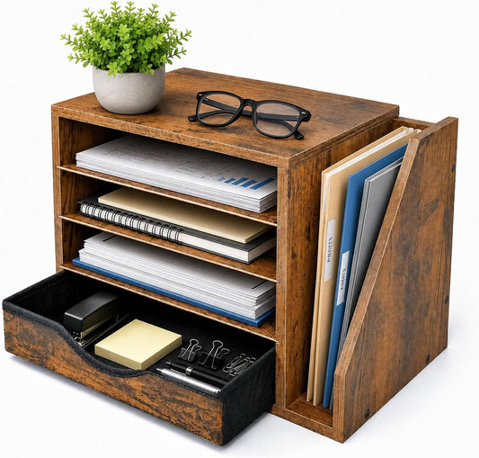Wooden Desktop Drawer and File Organizer - view 1
