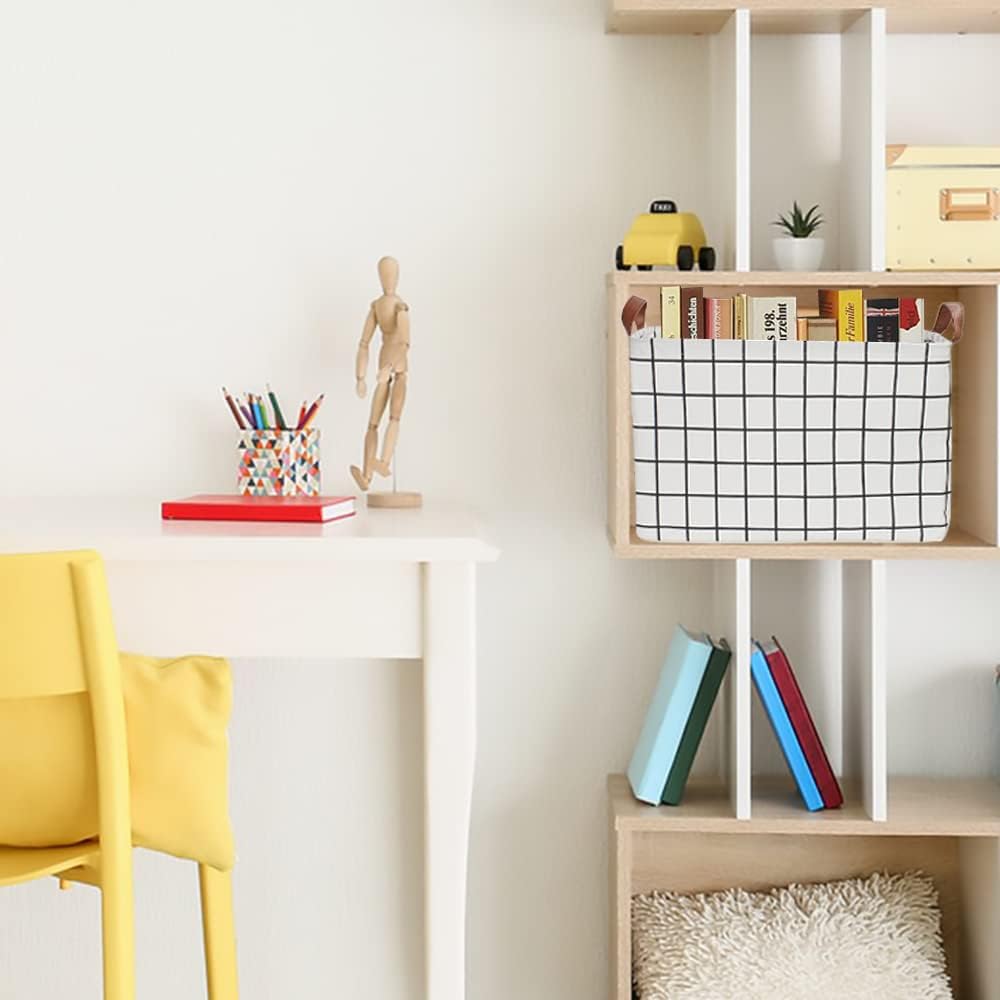 Grid-Pattern Fabric Storage Bin - view 2
