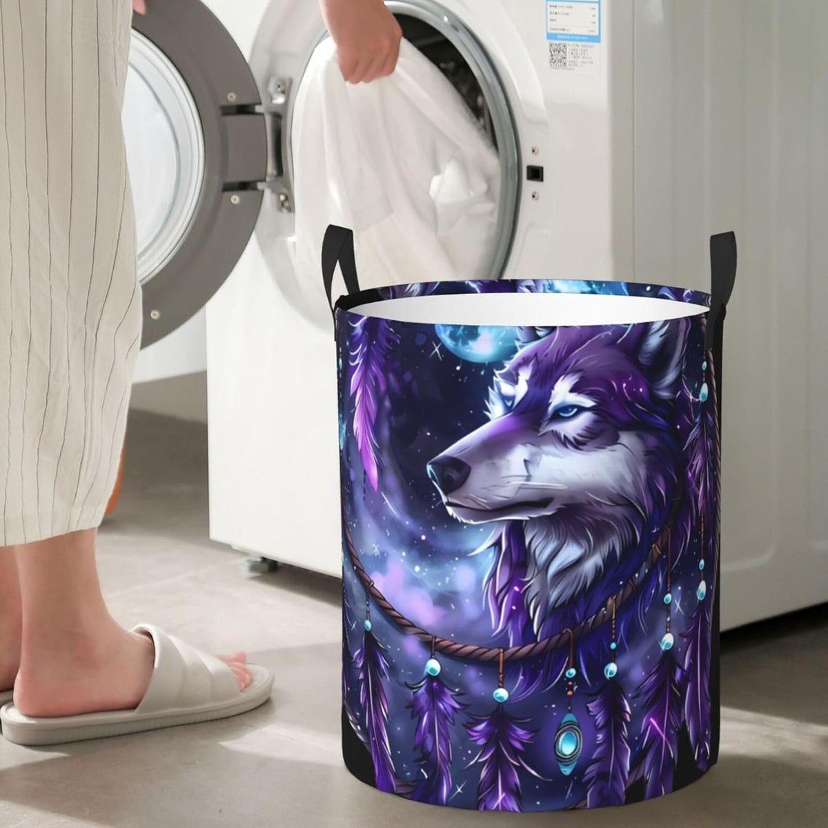 Purple Printed Laundry Basket - view 4