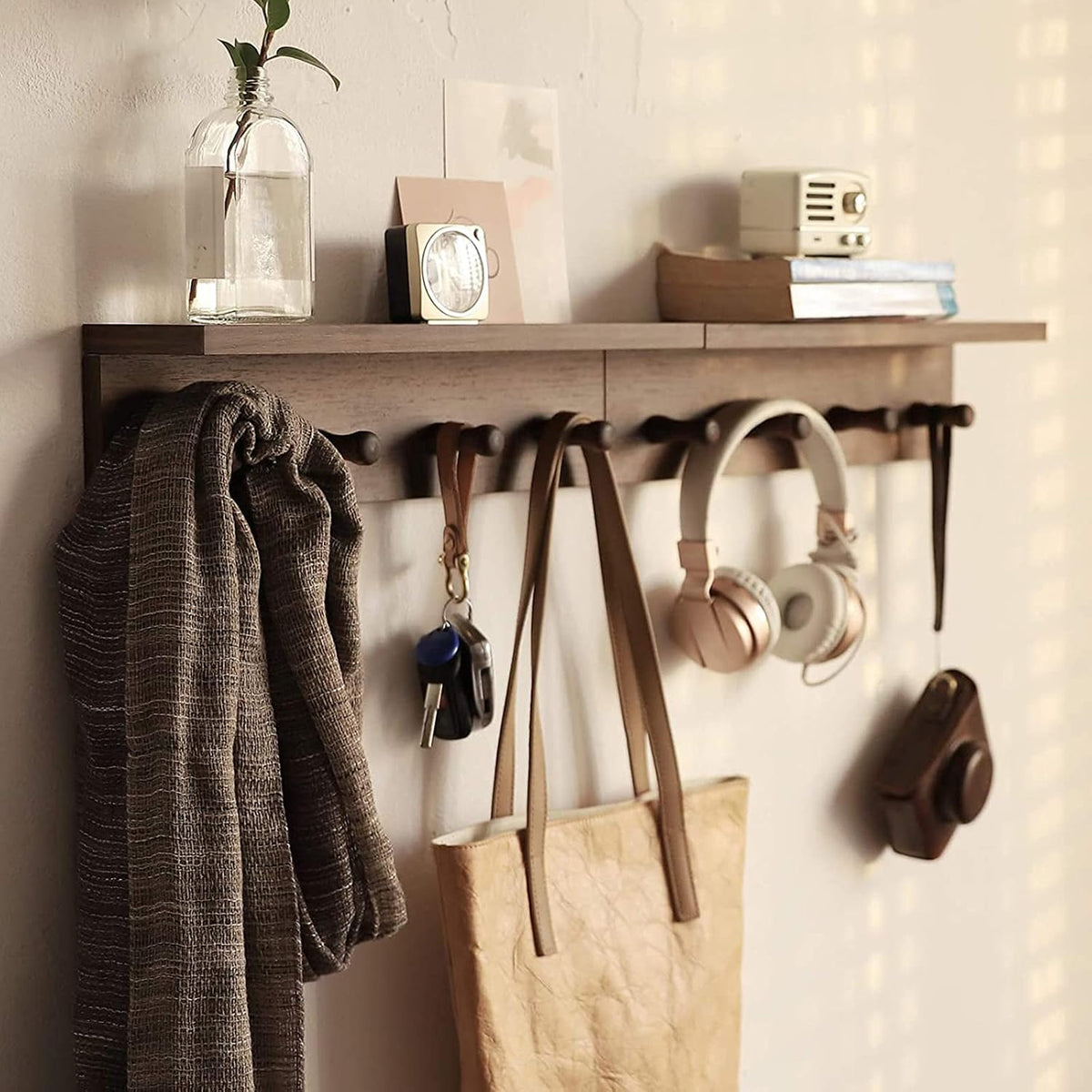 Wooden Folding Wall Hook Rail - view 3