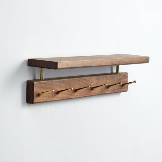 Wooden Key Shelf and Hook Rail - view 1