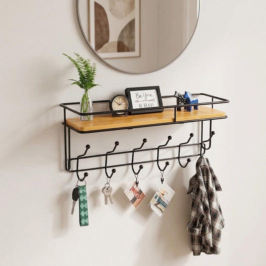 Metal Key Shelf with Hooks - view 1