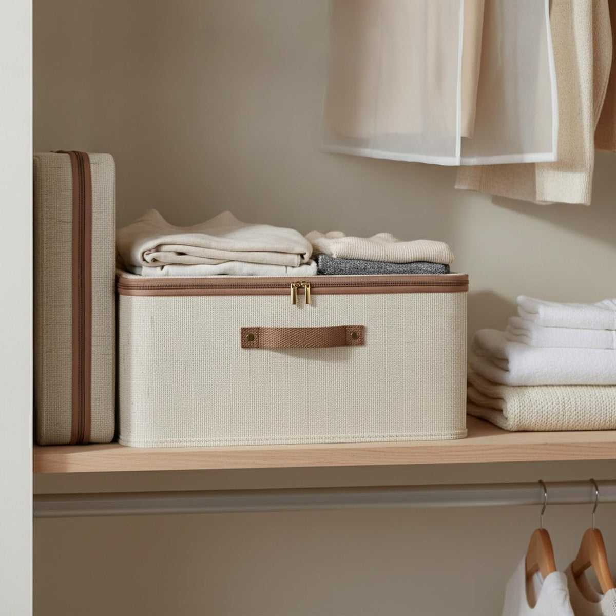 Cream Zip Storage Box - view 2