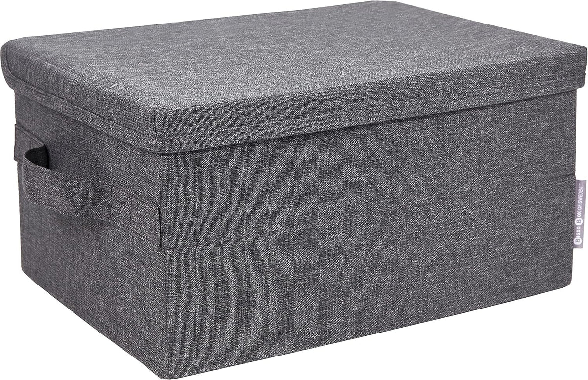 Gray Lidded Fabric Storage Box - view 1