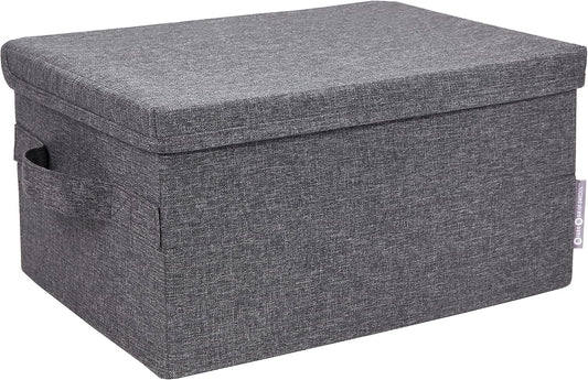 Gray Lidded Fabric Storage Box - view 1