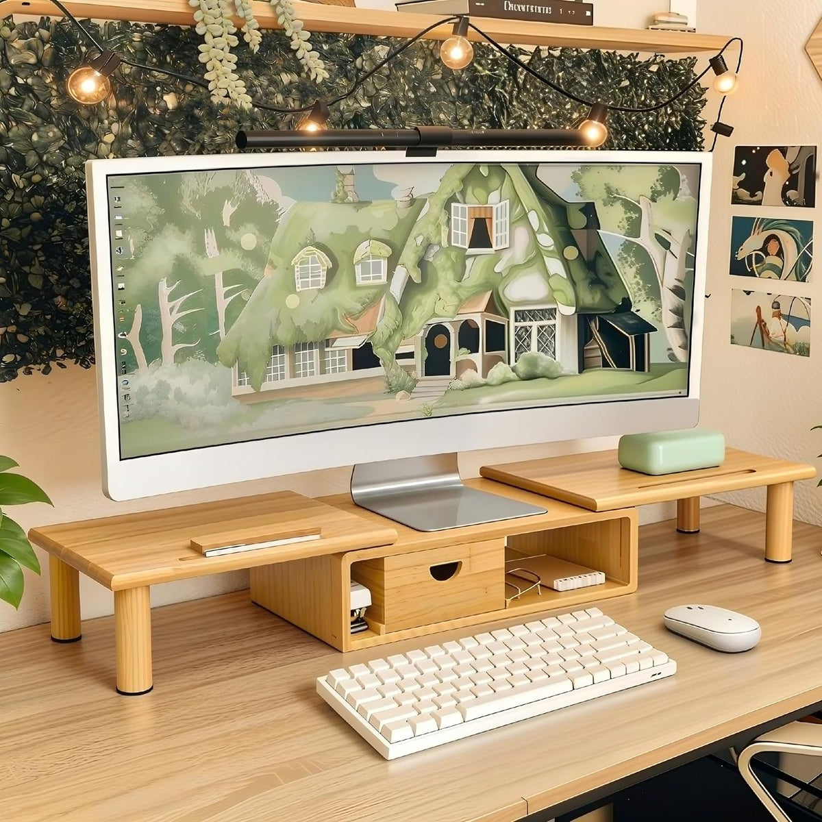 Wooden Monitor Riser with Storage - view 3